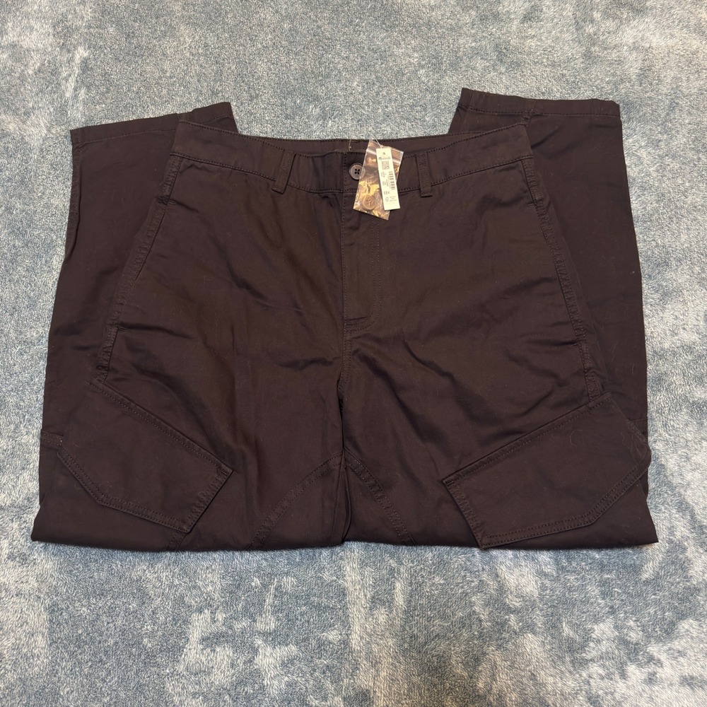 Madewell Barrel-Leg Utility Pant in Garment-Dyed Twill Jet Black Size 4 NWT